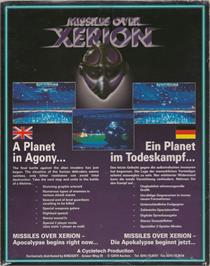Box back cover for Missiles Over Xerion on the Commodore Amiga.