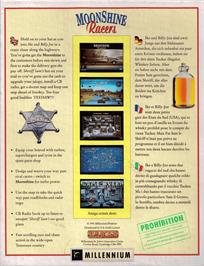 Box back cover for Moonshine Racers on the Commodore Amiga.