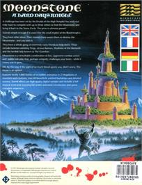 Box back cover for Moonstone: A Hard Days Knight on the Commodore Amiga.
