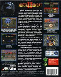 Box back cover for Mortal Kombat 2 on the Commodore Amiga.