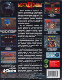 Box back cover for Mortal Kombat II on the Commodore Amiga.