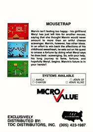 Box back cover for Mouse Trap on the Commodore Amiga.