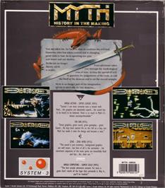 Box back cover for Myth - History in the Making on the Commodore Amiga.