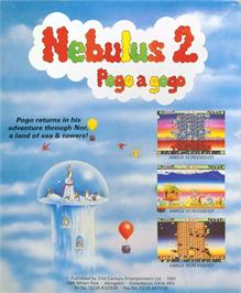 Box back cover for Nebulus 2 - Pogo A Gogo on the Commodore Amiga.