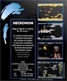 Box back cover for Necronom on the Commodore Amiga.