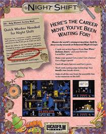 Box back cover for Night Shift on the Commodore Amiga.