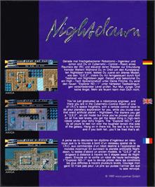 Box back cover for Nightdawn on the Commodore Amiga.