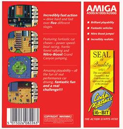 Box back cover for Nitro Boost Challenge on the Commodore Amiga.