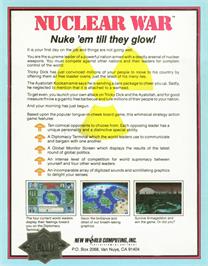 Box back cover for Nuclear War on the Commodore Amiga.