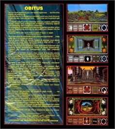 Box back cover for Obitus on the Commodore Amiga.