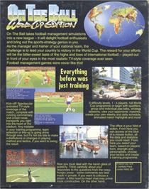 Box back cover for On the Ball: World Cup Edition on the Commodore Amiga.