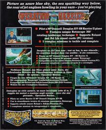 Box back cover for Operation Harrier on the Commodore Amiga.