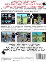 Box back cover for Operation Wolf on the Commodore Amiga.