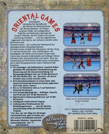 Box back cover for Oriental Games on the Commodore Amiga.