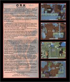 Box back cover for Ork on the Commodore Amiga.