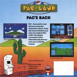 Box back cover for Pac-Land on the Commodore Amiga.