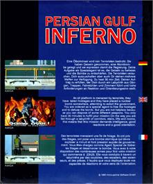 Box back cover for Persian Gulf Inferno on the Commodore Amiga.