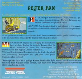 Box back cover for Peter Pan on the Commodore Amiga.