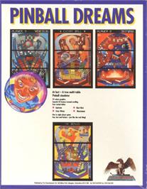 Box back cover for Pinball Dreams on the Commodore Amiga.