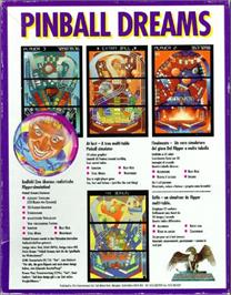 Box back cover for Pinball Dreams on the Commodore Amiga.