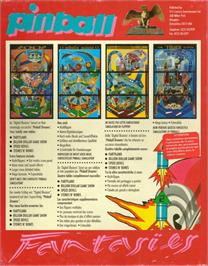 Box back cover for Pinball Fantasies on the Commodore Amiga.