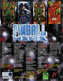 Box back cover for Pinball Mania on the Commodore Amiga.