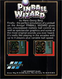 Box back cover for Pinball Wizard on the Commodore Amiga.
