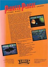 Box back cover for Pioneer Plague on the Commodore Amiga.