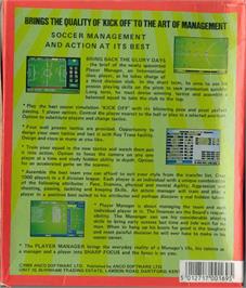 Box back cover for Player Manager on the Commodore Amiga.