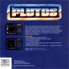 Box back cover for Plutos on the Commodore Amiga.