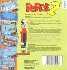 Box back cover for Popeye 2 on the Commodore Amiga.