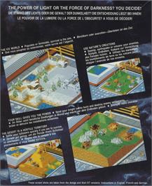 Box back cover for Populous: The Final Frontier on the Commodore Amiga.