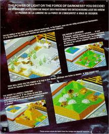 Box back cover for Populous on the Commodore Amiga.