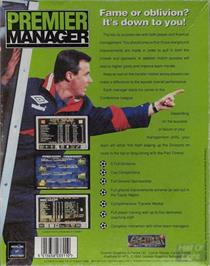 Box back cover for Premier Manager on the Commodore Amiga.