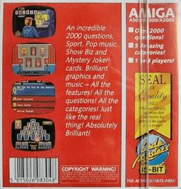 Box back cover for Pub Trivia Simulator on the Commodore Amiga.