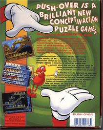 Box back cover for Push-over on the Commodore Amiga.