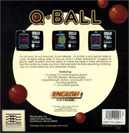 Box back cover for Qball on the Commodore Amiga.