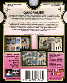 Box back cover for Quadralien on the Commodore Amiga.