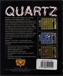 Box back cover for Quartz on the Commodore Amiga.