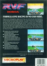 Box back cover for RVF Honda on the Commodore Amiga.