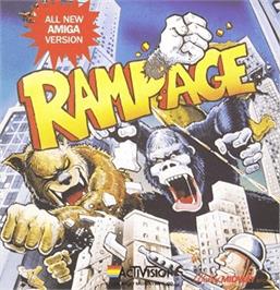 Box back cover for Rampage on the Commodore Amiga.