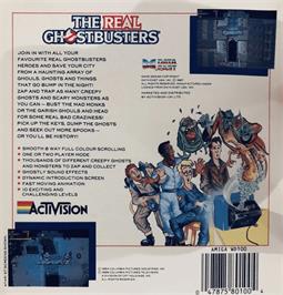 Box back cover for Real Ghostbusters, The on the Commodore Amiga.