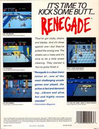Box back cover for Renegade on the Commodore Amiga.