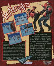 Box back cover for Renegade on the Commodore Amiga.
