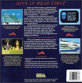 Box back cover for Return to Atlantis on the Commodore Amiga.