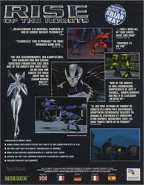 Box back cover for Rise of the Robots on the Commodore Amiga.