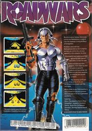 Box back cover for Roadwars on the Commodore Amiga.