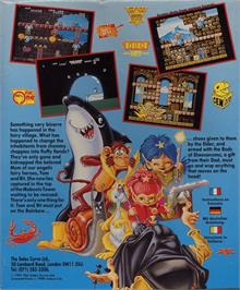 Box back cover for Rodland on the Commodore Amiga.