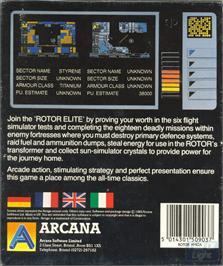 Box back cover for Rotor on the Commodore Amiga.