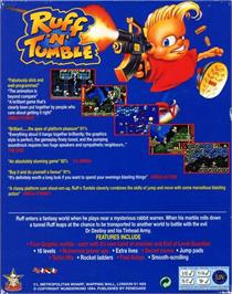 Box back cover for Ruff 'n' Tumble on the Commodore Amiga.